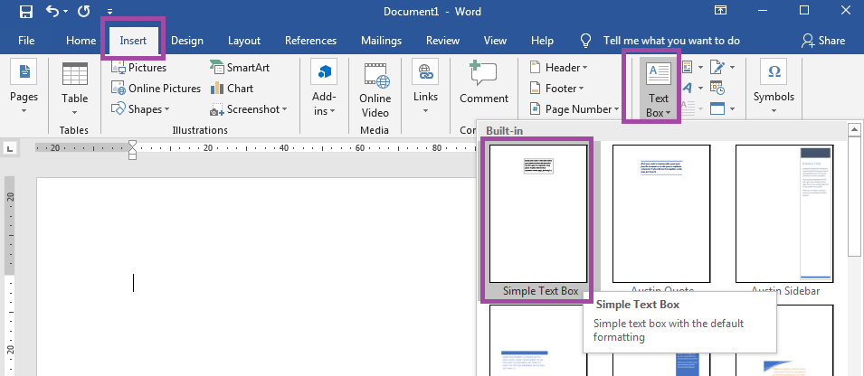How to add a text box in Word